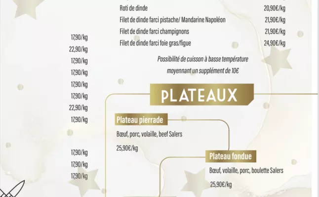 Menu des fêtes  2025